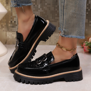 Mocasines Qifeng para <span class=keywords><strong>Mujer</strong></span>, de PU Patentado, con Hebilla Metálica en Relieve, <span class=keywords><strong>Plataforma</strong></span> Baja de 4.5cm, Antideslizantes, con Suela de Goma, Cómodos - Product Image 5