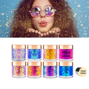 Eye Shadow Pigmen Tinggi Membuat Merek Anda Sendiri Makeup Label Pribadi Custom Vegan Organik Bunglon Glitter dengan Gel