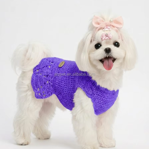 Vestido para <span class=keywords><strong>Perro</strong></span> Hecho a Mano - Ropa Tejida a Crochet para Cachorros Malteses - Product Image 1