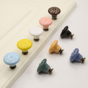 Good Writer <b>Ceramic</b> Zinc Alloy Cabinet Door <b>Knobs</b> Spherical Single Hole For Kitchen Storage Furniture Handles - Product Image 3