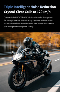 Nouveau casque de <span class=keywords><strong>moto</strong></span> avec interphone 1000m, mixage audio, partage de musique, 35h d'autonomie et haut-parleur dynamique 40mm - Product Image 3