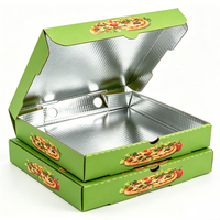 Boîte à pizza personnalisée avec doublure en aluminium, isolée thermiquement, résistante à la graisse, pour livraison longue distance, vente en gros