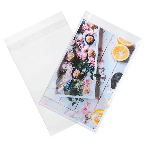 अनुकूलित स्पष्ट पारदर्शी OPP स्वयं चिपकने वाला प्लास्टिक पाली बैग फ्लैप के साथ उपयोग के लिए पैकेजिंग पोस्टर, हास्य किताब बैग