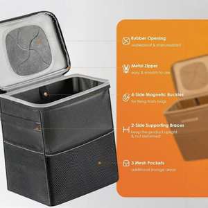 Kapaklı Araba Çöp Kovası Sızdırmaz Saklama Çantası Su Geçirmez Çöp Kovası Çok Amaçlı Araba Çöp Kovası - Product Image 2