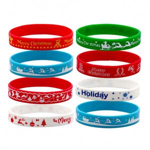 Customizable Logo Christmas New Year Silicone Wristband Rubber <b>Bracelet</b> Festival Party Gift Promotional Customizable Wristba - Product Image 2
