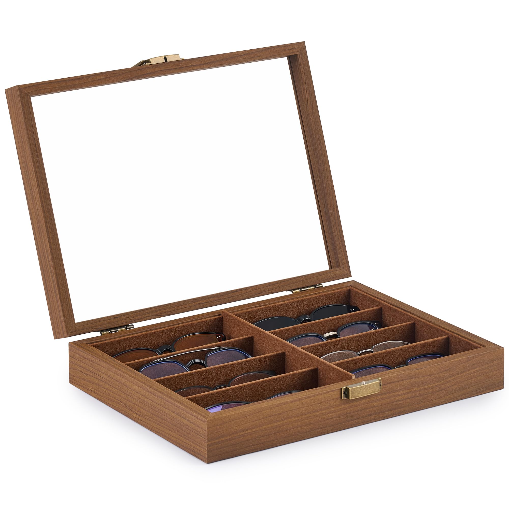 GOTOTOP 18 Grids Bril Display Case Bril Zonnebril Opbergdoos Houder Lade Organizer Plank Bril Sieraden Display Stand Box, 47.5x37.5x6cm