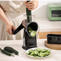 Hachoir manuel multifonction 3-en-1 en acier inoxydable : Mandoline, trancheuse à légumes et râpe à fromage