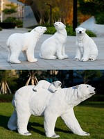 Sculpture réaliste personnalisée de mère et bébé ours polaire, statue d'animal en résine imperméable pour la décoration de parcs en plein air