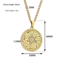 Collier à Pendentif Rond en Acier Inoxydable pour Homme avec 7 Archanges Charme Sigil Sceau Religieux Religieux Rune Collier à Chaînes de Mode