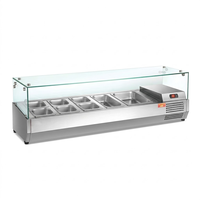 Réfrigérateur de préparation de salades en acier inoxydable pour comptoir, vitrine réfrigérée pour pizzas, station de préparation de sandwichs avec couvercle, buffet de restaurant