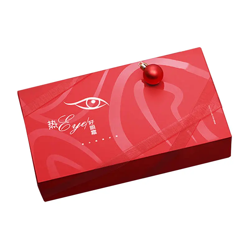 Cajas cosméticas de Adviento Navidad con logotipo personalizado para regalo de boda caja de maquillaje roja