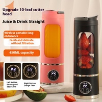 Presse-agrumes électrique portable USB 10 450 ml Grande capacité Acier inoxydable pour lait Fruits Presse-agrumes mélangeur mixeur domestique