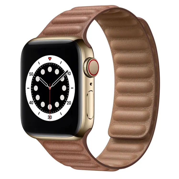 COOLYEP Magnetic Leather Correas Real Genuine Leather Watch Band Strap Belt For Apple Watch 7 6 5 4 41mm 45mm 38mm 40mm
