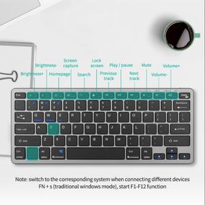 Clavier et souris sans fil BT 5.0 & 2.4G, ensemble mini clavier multimédia et souris pour ordinateur portable, PC, TV, iPad, Macbook, Android - Product Image 5