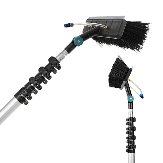 Solar Panel Cleaning Brush Kit with Extension Pole for Washing Photovoltaic Panels 12/18/24/30ft High Window/track