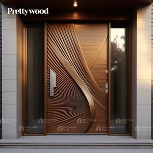 高級住宅用玄関ドア3Dソリッドウッド彫刻防水防音ピボットドアデザイン - Product Image 1