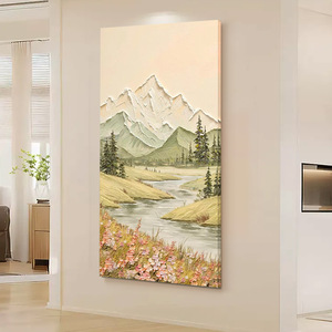 Hand <b>Painted</b> <b>Oil</b> Painting <b>Landscape</b> Mountain River Scene 100% Handmade Artwork For Wall Decor Entryway Hallway Home Decor - Product Image 4