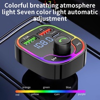Pemutar MP3 Mobil BT Hands-Free Lampu Ambient Pengisian Daya Cepat PD Ponsel 5V/1A 2 X USB Ramah Lingkungan