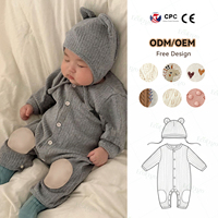 Fabricante de Monos de Algodón para Bebés Recién Nacidos, Unisex, con Logotipo Personalizado, de Invierno, Manga Larga, Color Sólido, con Botones, Estilo Lindo