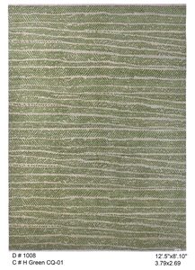 Tapis en laine moderne noué à la main vert sauge Coral Weavers, motif abstrait, poils moyens, pour salon, intérieur moderne, envers en laine - Product Image 4