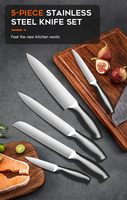 Ensemble de couteaux de chef de cuisine 5 pièces manche creux en acier inoxydable complet comprenant un couteau utilitaire à trancher pour couper la cuisine