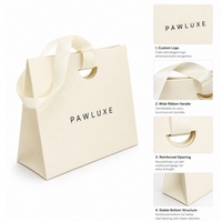 Sac d'exposition de luxe personnalisé avec logo, impression offset, découpe, texture, papier couché, durable, écologique, avec poignée en ruban