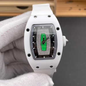 Montre squelette en céramique blanche avec diamants, design de luxe pour femmes, modèle RM 07-01, automatique, avec bracelet en caoutchouc - Product Image 2