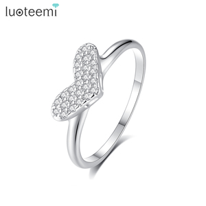 LUOTEEMI Luxury Women Girls Cz Heart Rings Bridal Cubic Zirconia Sweet Wedding fidanzamento Heart Ring - Product Image 1