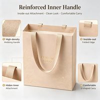 Sac cadeau en papier de luxe personnalisé avec poignée en ruban, sans pli central, sac en papier avec logo personnalisé pour l'emballage de souvenirs d'hôtel et d'hébergement touristique