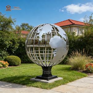 Statua del Globo Terrestre TREVI in Metallo Decorativo di Grandi Dimensioni, Scultura <span class=keywords><strong>della</strong></span> Mappa del Mondo in Acciaio Inossidabile - Product Image 4