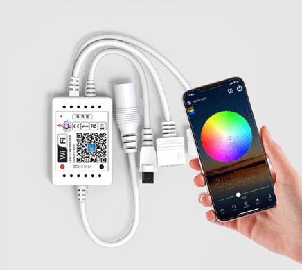 Smart WiFi RGB LED Controller with 24 Keys IR Music Remote Voice Sound Rhythm Control for 5050 3528 Strips Lights Party Home
