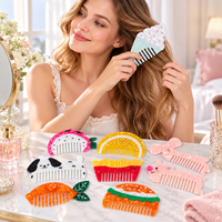NEWYEAH Peignes à cheveux en acétate fantaisie antistatiques, en forme de dessins animés, de fruits et d'animaux, avec logo personnalisé OEM ODM, pour l'entretien des cheveux des filles