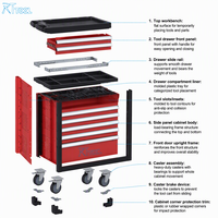 Coffre à outils mobile RTTOOL à 7 tiroirs, armoire métallique avec casier latéral pour atelier automobile