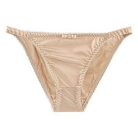 Culotte string sans couture en soie glacée pour femme, taille basse, lingerie sexy avec strass, modèle 0653
