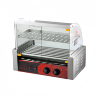 Machine à griller les saucisses et les hot-dogs entièrement automatique avec retourneur automatique, armoire de maintien au chaud et support à pain
