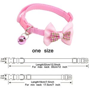 Collier pour chien petite race taille unique, rose uni, avec nœud papillon, réglable, en nylon, pour identification, pour chiot femelle, avec dentelle décorative et clochette, doux - Product Image 4