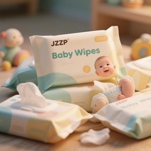 JZZP Échantillon gratuit 99,9% Biodégradable Soins pour bébé Eau Lingettes humides pour bébé Lingettes nettoyantes écologiques - Product Image 1