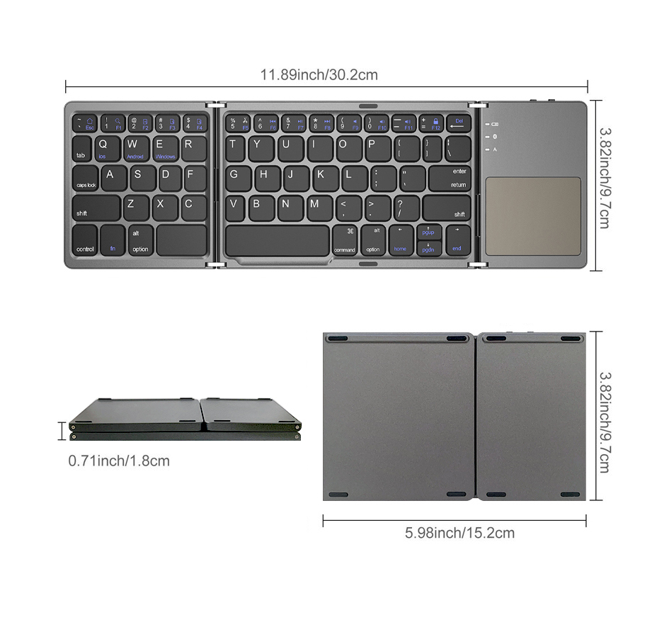 <strong>2026</strong> New Dropship Ce Rohs Russian/Spanish/English B033 Mini Wireless Bt Folding <strong>Keyboard</strong> With Touchpad for Windows, Android, IOS