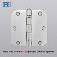 Charnière de porte et fenêtre en acier de 3,5 pouces sur mesure, à angle arrondi de 5/8, US26, chromée polie, à roulement à billes pour portes