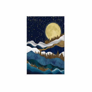 Full Moon Landscape Tempered Glass Wall Art: Abstract Mountain Print Canvas,<b>WRAPPED</b> CANVAS - Product Image 2