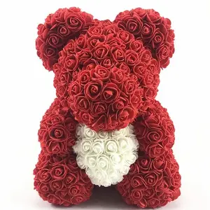 अच्छी कीमत सबसे अच्छा कृत्रिम सजावट उपहार हाथ से बने 40CM गुलाब का फूल टेडी भालू के लिए महिलाओं को जन्मदिन का उपहार