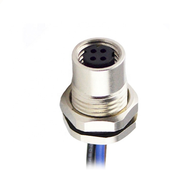 4-Socket Female M8 Brass & Stainless Steel IP67/IP68 Waterproof Connectors for Front Lock Panel