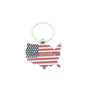 Custom map design tourist souvenir USA flag keychain the United States of America state map keychain