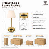 Lampe de table sans fil flexible rechargeable DC 4000 mAh USB-C à intensité tactile avec indicateur de batterie réglable