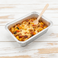 Barquette carrée jetable en aluminium de 10*7 pouces, 2200 ml, avec couvercle en papier d'aluminium, robuste, durable, de qualité alimentaire, récipient à emporter en PET