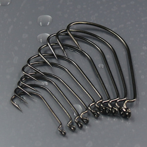 Wide Body Curved Shank Crank <b>Hook</b> No 4 <b>Black</b> Nickel Saltwater Fishing <b>Hook</b> For Ocean Use - Product Image 4