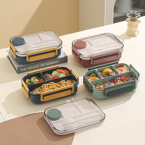 2025 4 Compartment Divided Microwave Safe Bento <b>Box</b> Leakproof Food Container Lunch <b>Box</b> with Tableware - Product Image 4