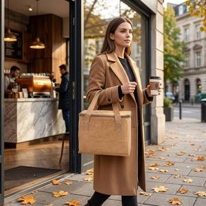 Sac à dos isotherme personnalisé en tissu Oxford, étanche, réutilisable, pour repas, portable, durable, avec fermeture éclair, design Kraft, souple - Product Image 5
