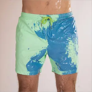 summer mens warm color changing shorts 100 % polyester for men swim beach shorts for men