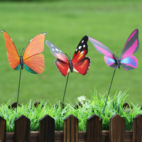 Kunstvlinder 12 cm met steel PVC kunststof tuinlandschap bloemstuk gazon bloempot decoratie modern minimalistisch